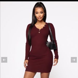 Maroon swearer dress with buttons